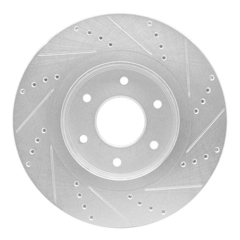 Infiniti QX56 Brake Rotor (1) - Front Left - R1 Concepts - Drilled & Slotted - Silver - `05-`07
